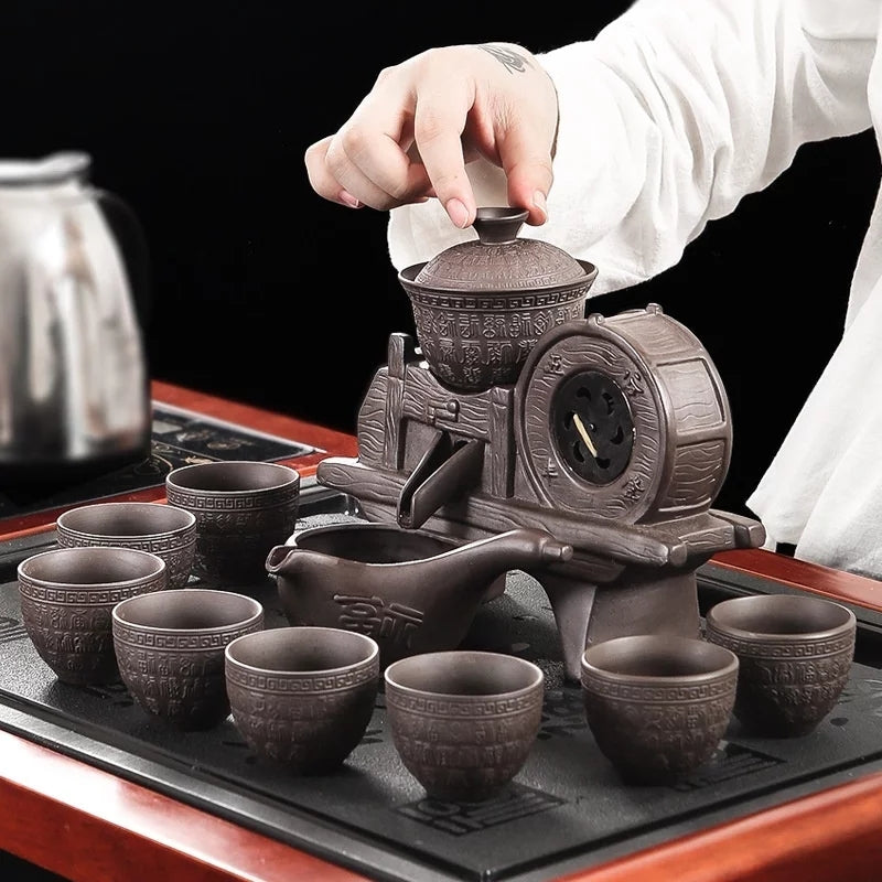 Vintage  Portable Lazy Purple Sand Automatic Anti-scald  Gongfu Tea Set