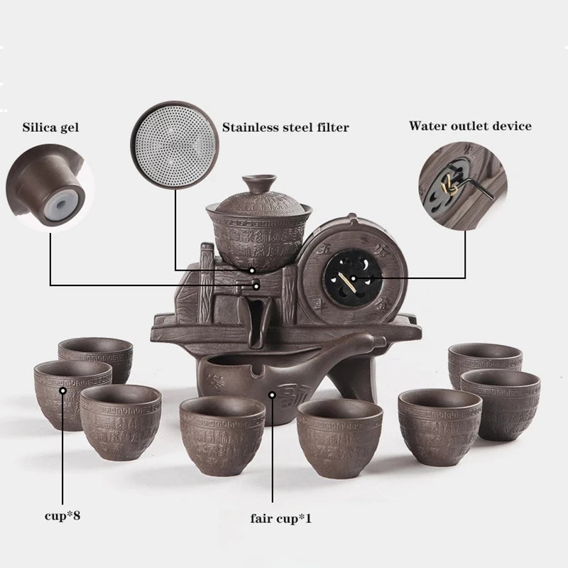 Vintage  Portable Lazy Purple Sand Automatic Anti-scald  Gongfu Tea Set