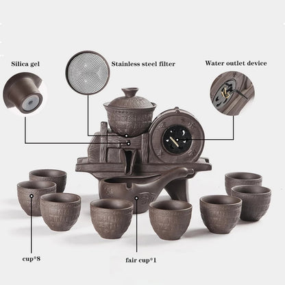 Vintage  Portable Lazy Purple Sand Automatic Anti-scald  Gongfu Tea Set