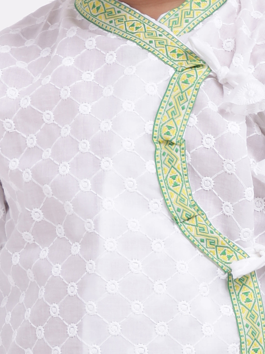 Robe de costume Kanhaiya en coton pour bébé garçon - Blanc 