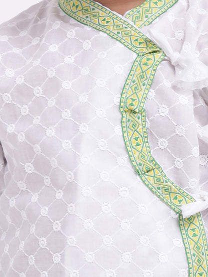 Robe de costume Kanhaiya en coton pour bébé garçon - Blanc 