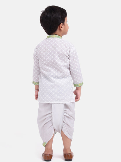 Robe de costume Kanhaiya en coton pour bébé garçon - Blanc 