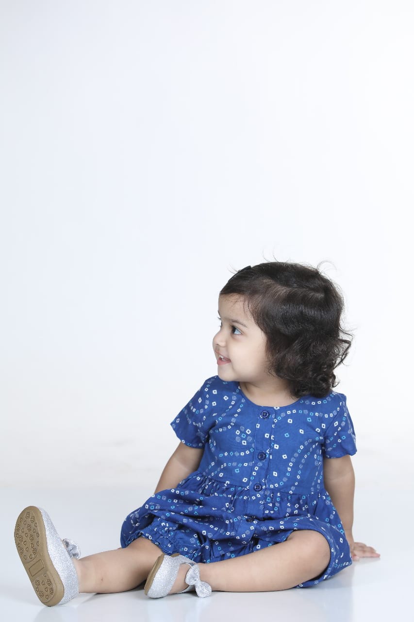 Jhabla en coton pour bébé avec bloomer - Bleu 