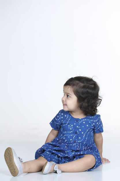Jhabla en coton pour bébé avec bloomer - Bleu 