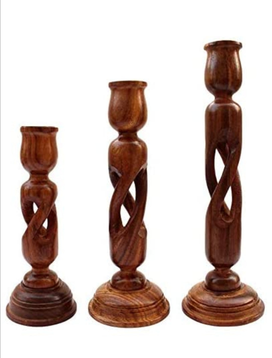 Wooden Candle Holder Stand for Home Décor | Tealight Gifts Item | Set of 3 | Large, Medium and Small